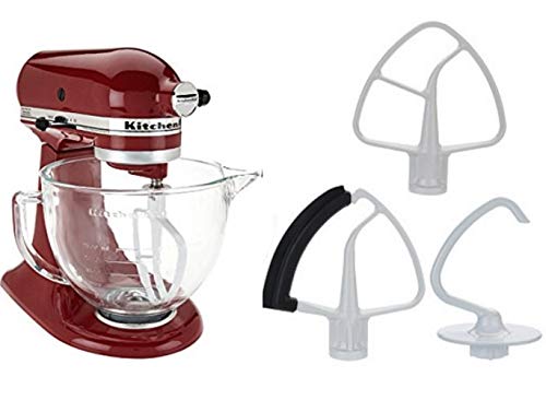 KitchenAid KSM105GBCER 5-Qt. Tilt-Head Stand Mixer with Glass Bowl and Flex  Edge Beater - Empire Red