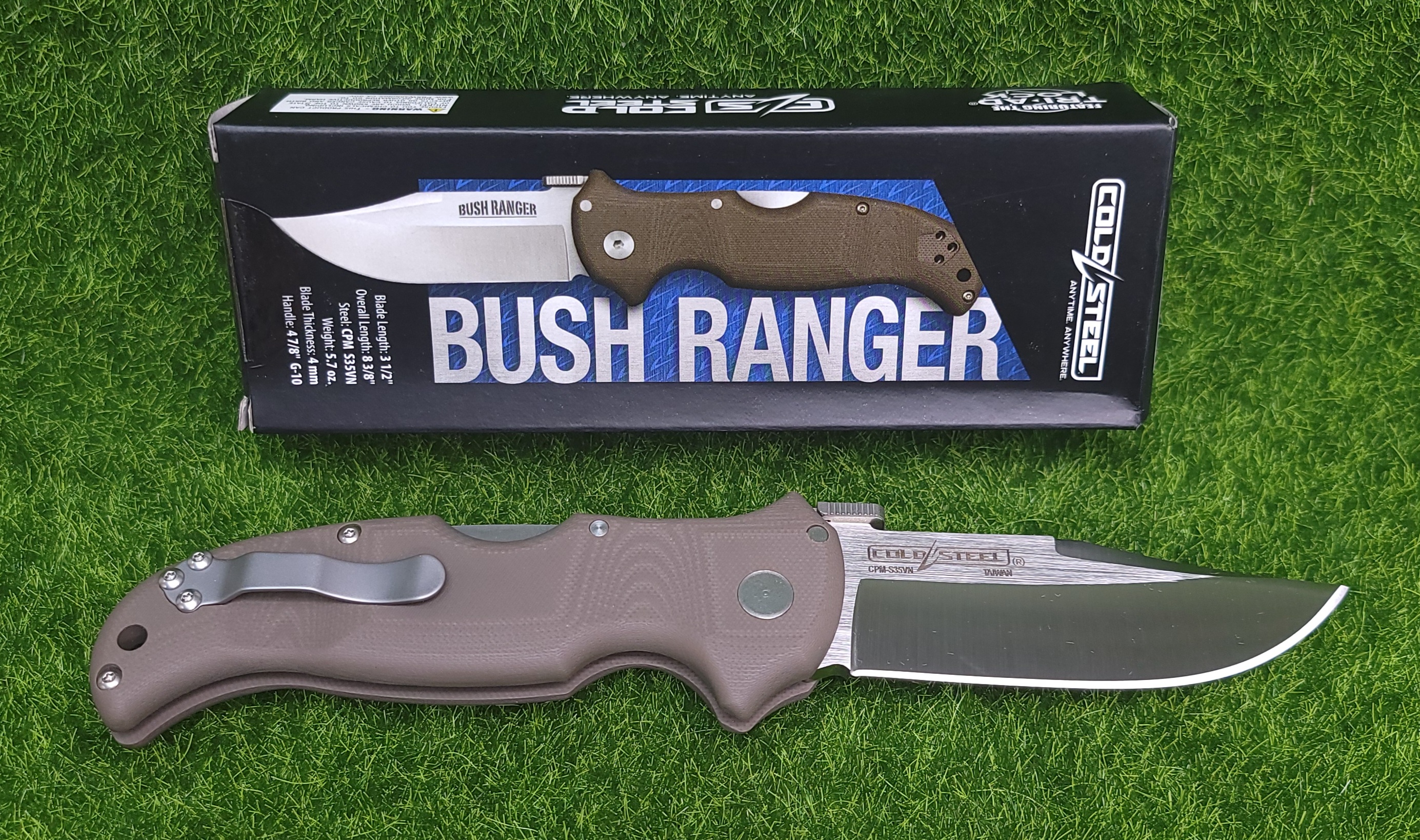 Cold Steel Bush Ranger, Clip Point, Plain 5.5" Folding Blade, G10 - 31A-img-0