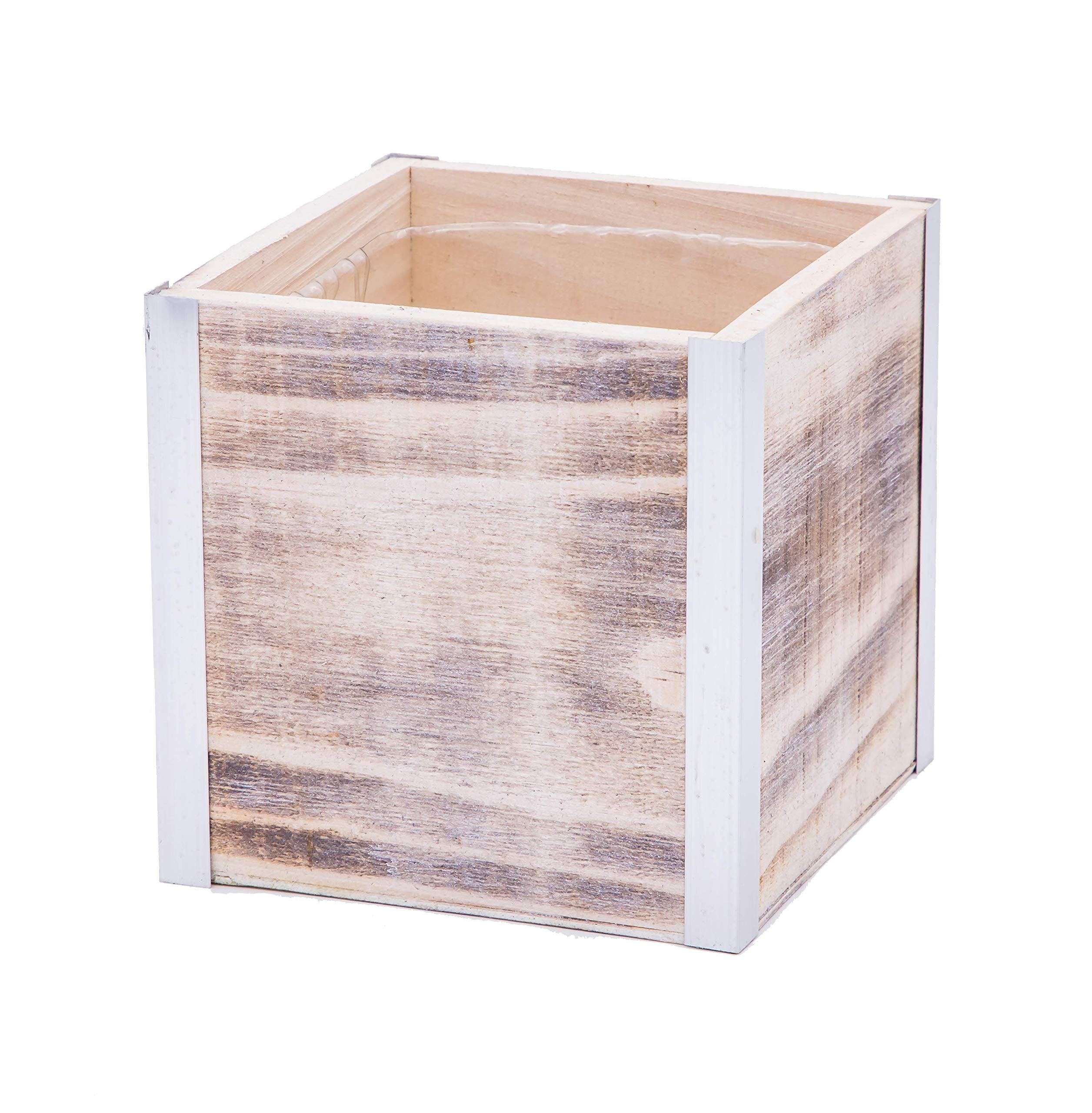 Wood Planter Box with Tin Style, 5 Inch Square, Plastic Liner (Set of 4) eBay