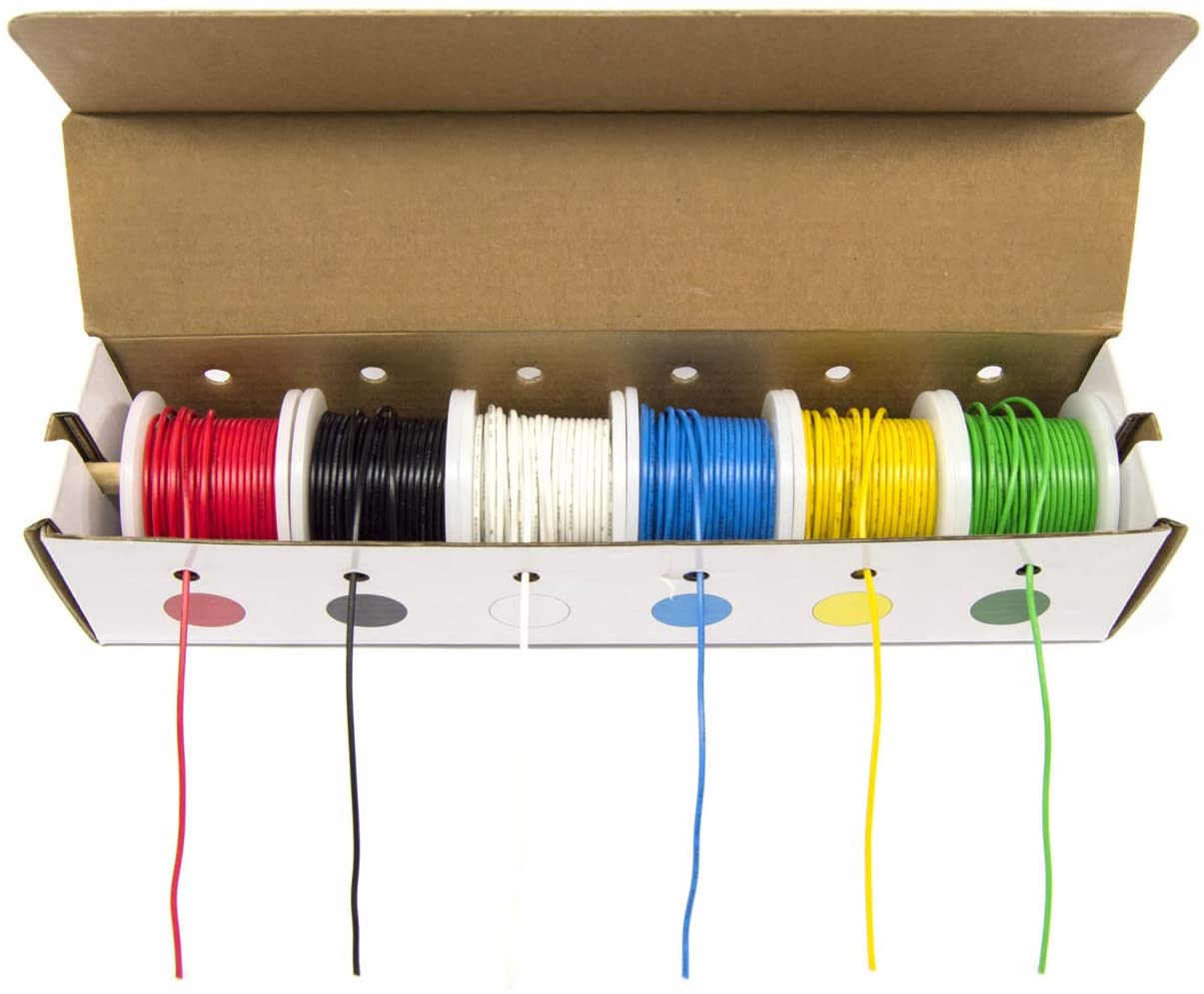 HookUp Wire Kit Solid Wire, 20 Gauge (Six 25 Foot Spools in
