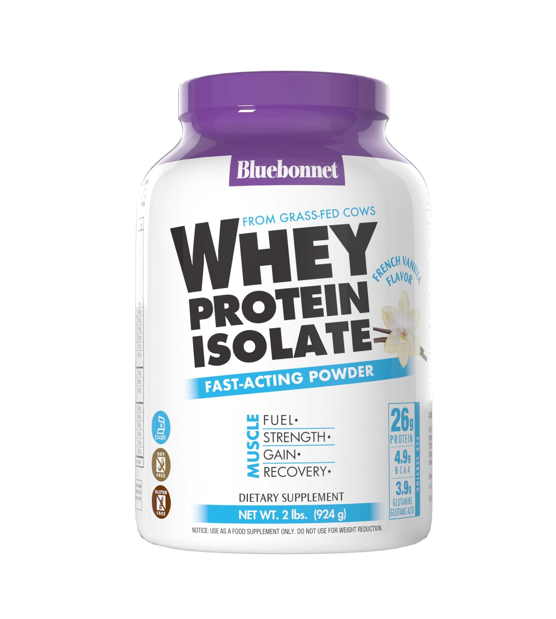 Bluebonnet Whey Protein Isolate, French Vanilla, 2 lbs (28 Servings)