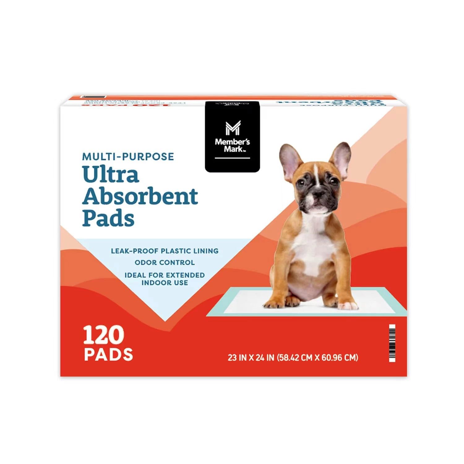 Member's Mark Ultra-Absorbent Puppy Training Pads, 23" x 24" (120 Count)