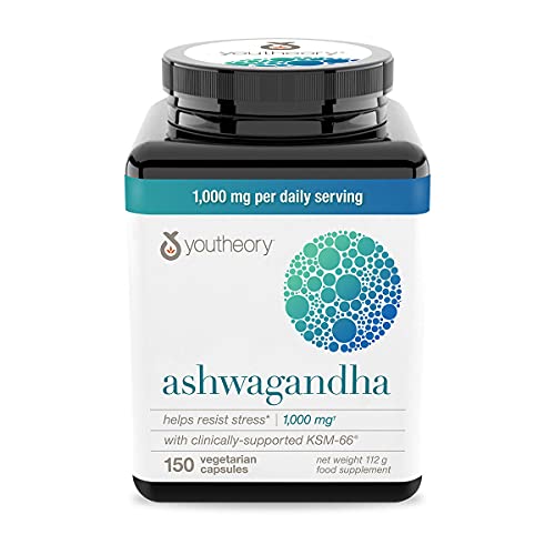 Youtheory Ashwagandha Vegetarian Capsules, 150 Count