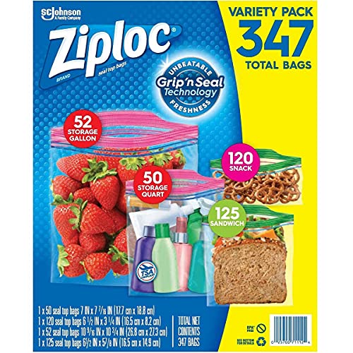 Ziploc Double Zipper Storage Bags Variety Pack (347 Count)
