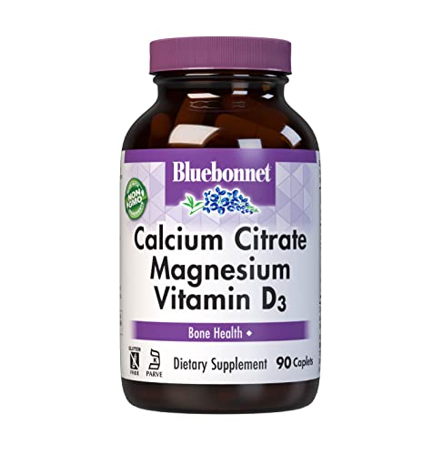 Bluebonnet Calcium Citrate Magnesium Plus Vitamin D3 Caplets, 90 Count