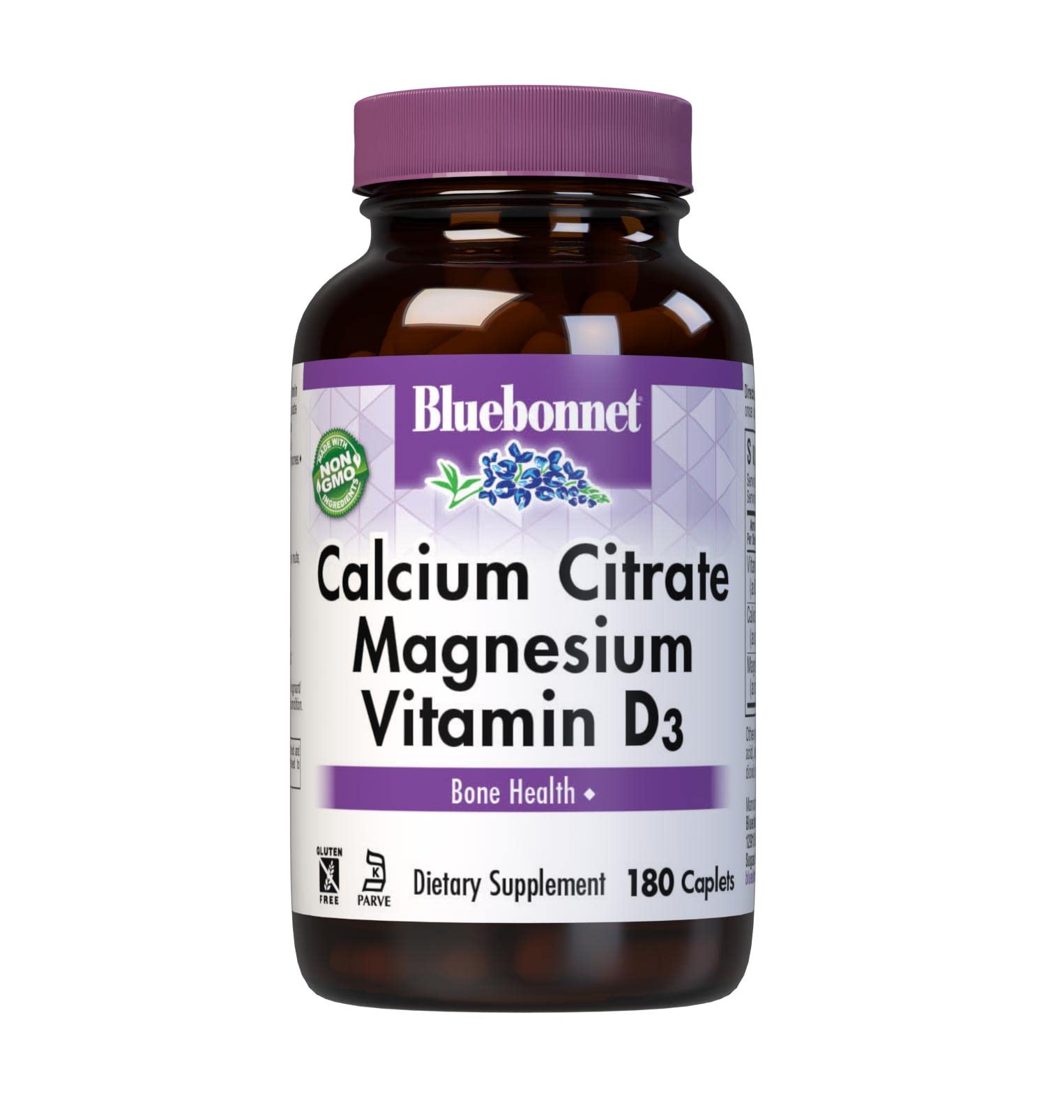 Bluebonnet Calcium Citrate Magnesium Plus Vitamin D3 Caplets, 180 Count
