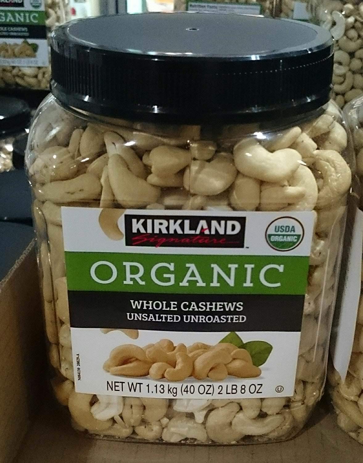 Kirkland Signature Organic Whole Cashews, Unsalted & Unroasted (Family Bundle)