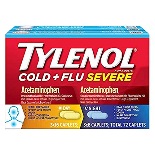 Tylenol Cold & Flu Severe Day & Night Caplets, 72 Count