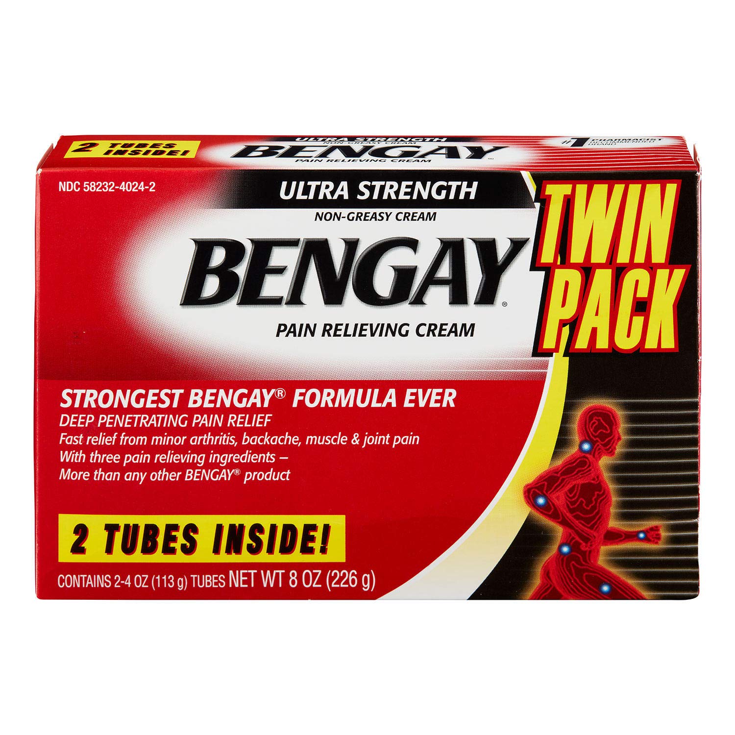Bengay Ultra Strength Pain Relieving Cream, 4 oz (2-Pack)