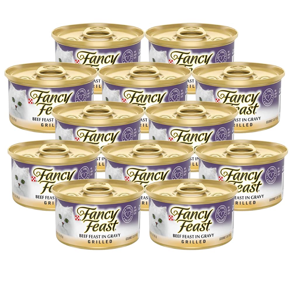 Purina Fancy Feast Grilled Beef Feast in Gravy Wet Cat Food, 3 oz Cans (12 Pack)