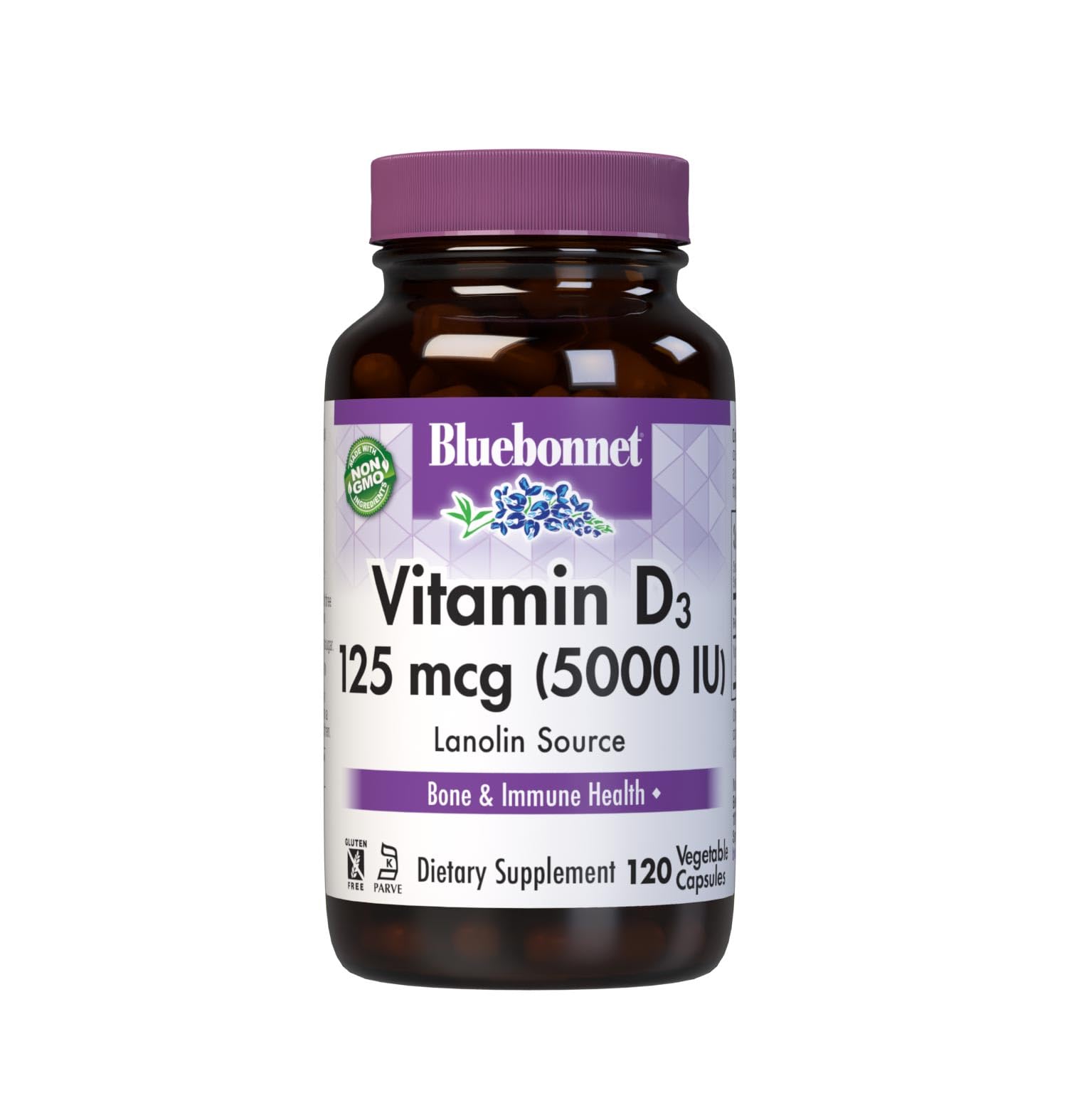 Bluebonnet Vitamin D3 5000 IU - 120 Vegetable Capsules