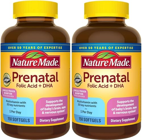 Nature Made Prenatal Multi + DHA Softgels, 150 Count (2-Pack)