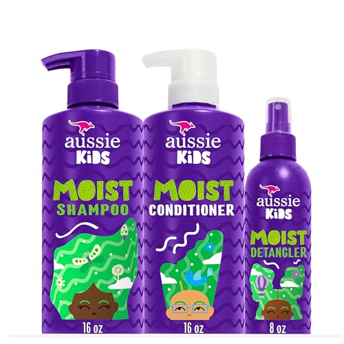 Aussie Kids Shampoo, Conditioner & Detangler Bundle, Sulfate & Paraben Free
