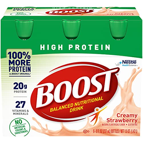 BOOST High Protein Nutritional Drink, Creamy Strawberry, 8 fl oz, 6 Count