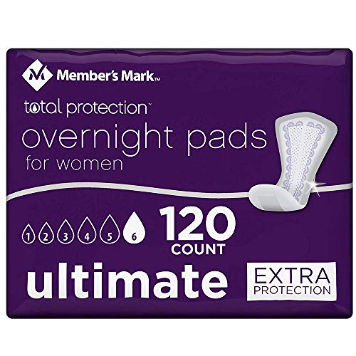 Member's Mark Total Protection Overnight Pads, 120 ct, 2-Pack