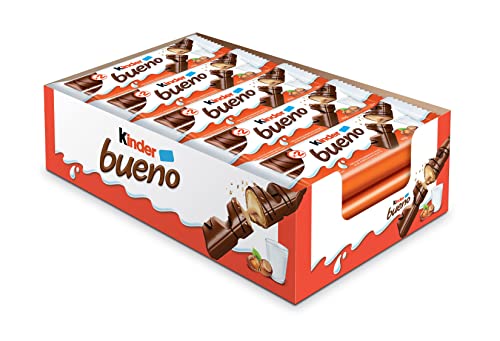Kinder Bueno Milk Chocolate Hazelnut Wafer Bars – 20-Pack (43g each)