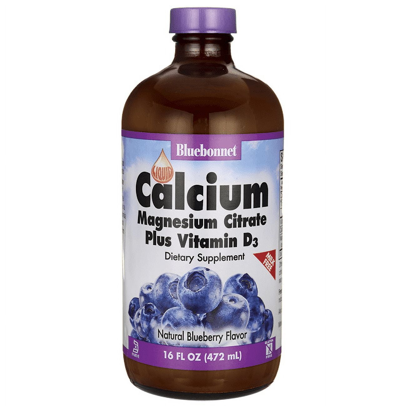 Bluebonnet Liquid Calcium Magnesium Citrate with Vitamin D3, Blueberry, 16 oz