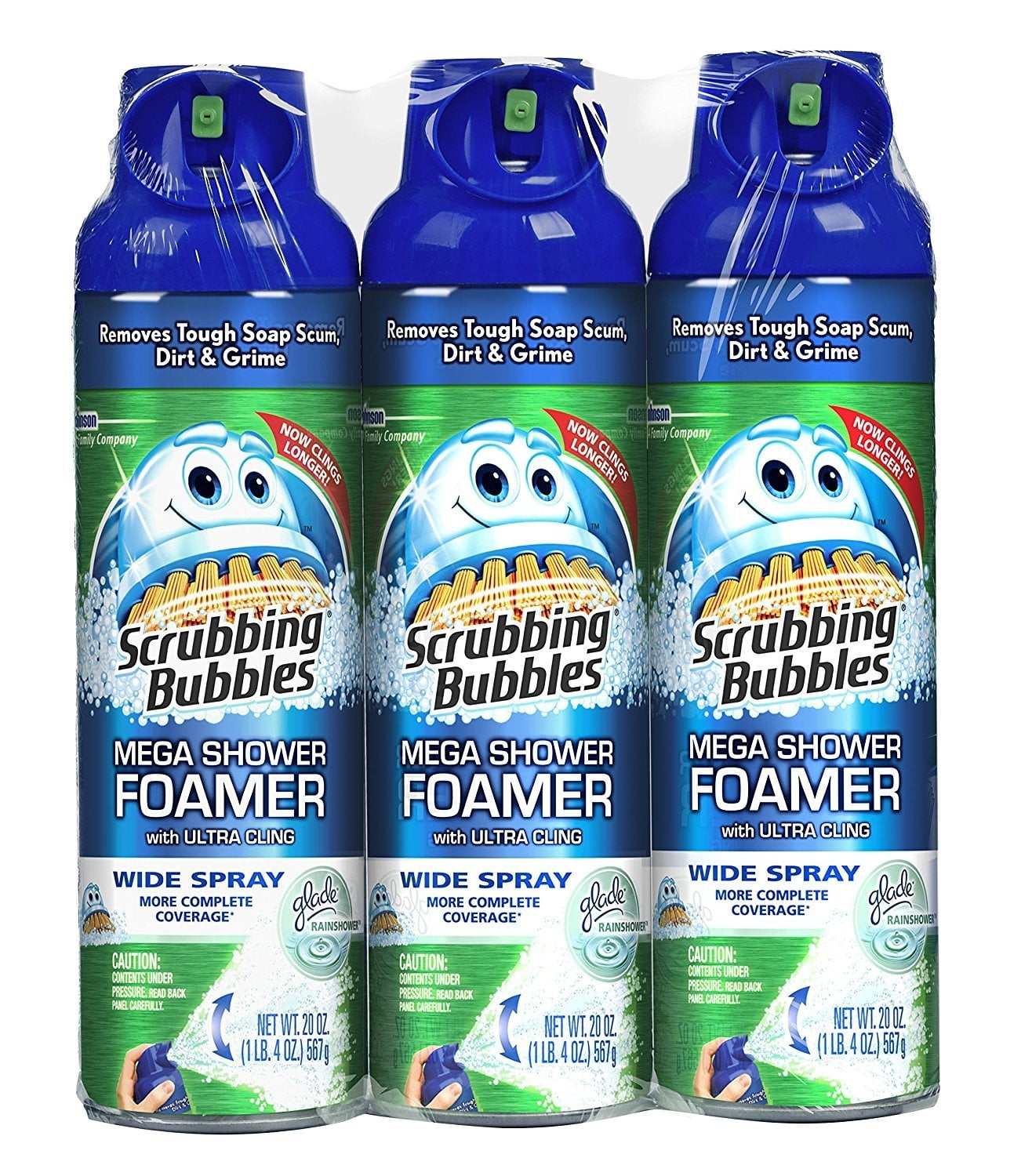 Scrubbing Bubbles Mega Shower Foamer with Ultra Cling, 20 oz, Pack of 3