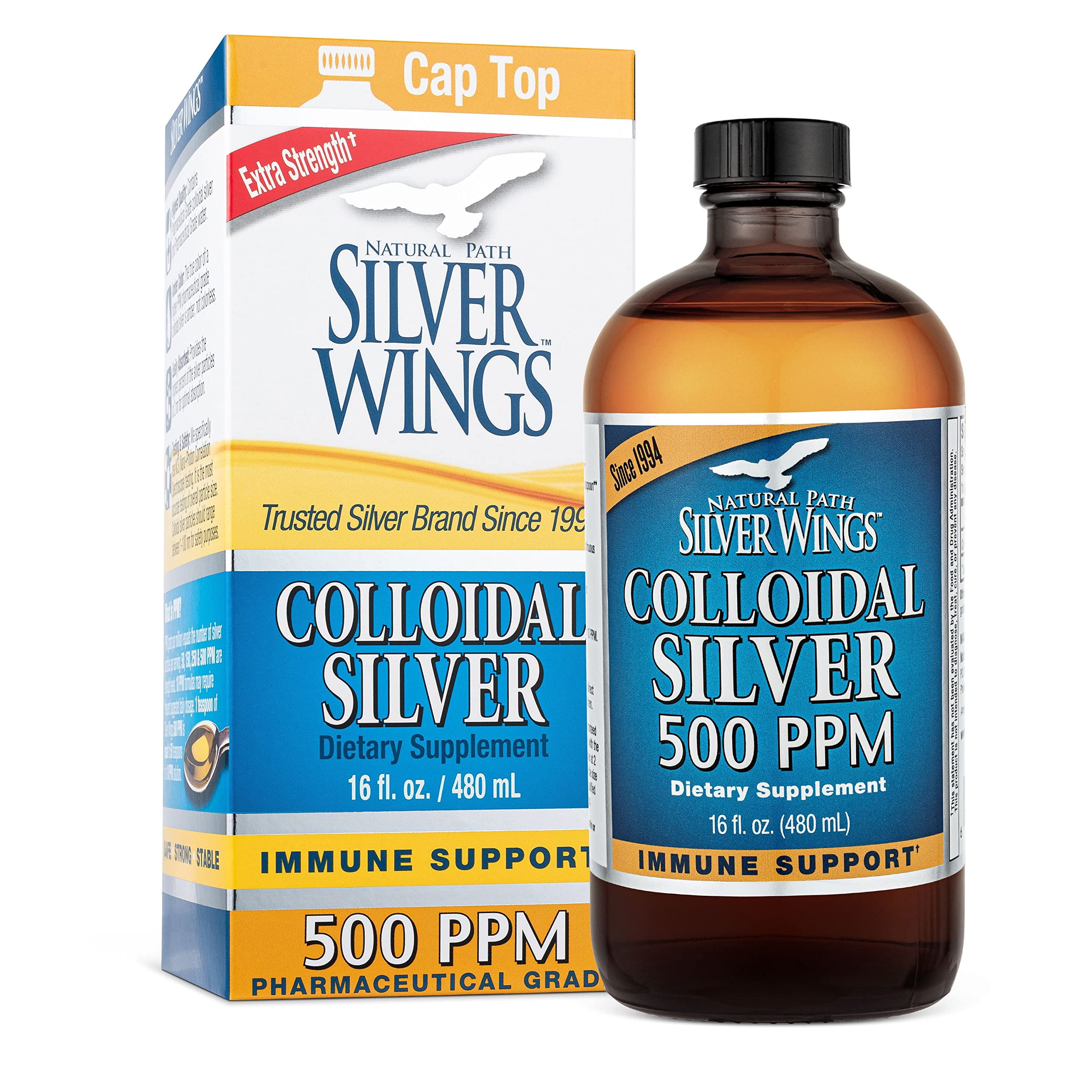 Natural Path Silver Wings Colloidal Silver 500 PPM, 16 oz (480 mL)