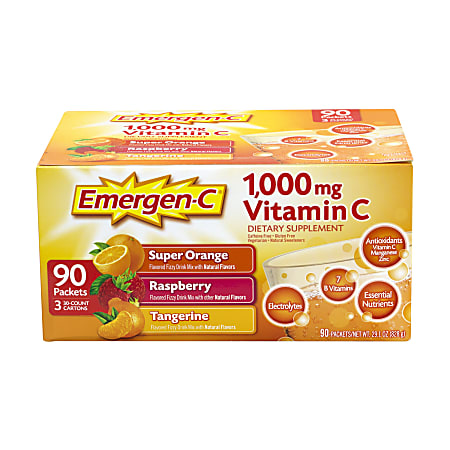 Emergen-C 1,000 mg Vitamin C Drink Mix Variety Pack, 90 Packets