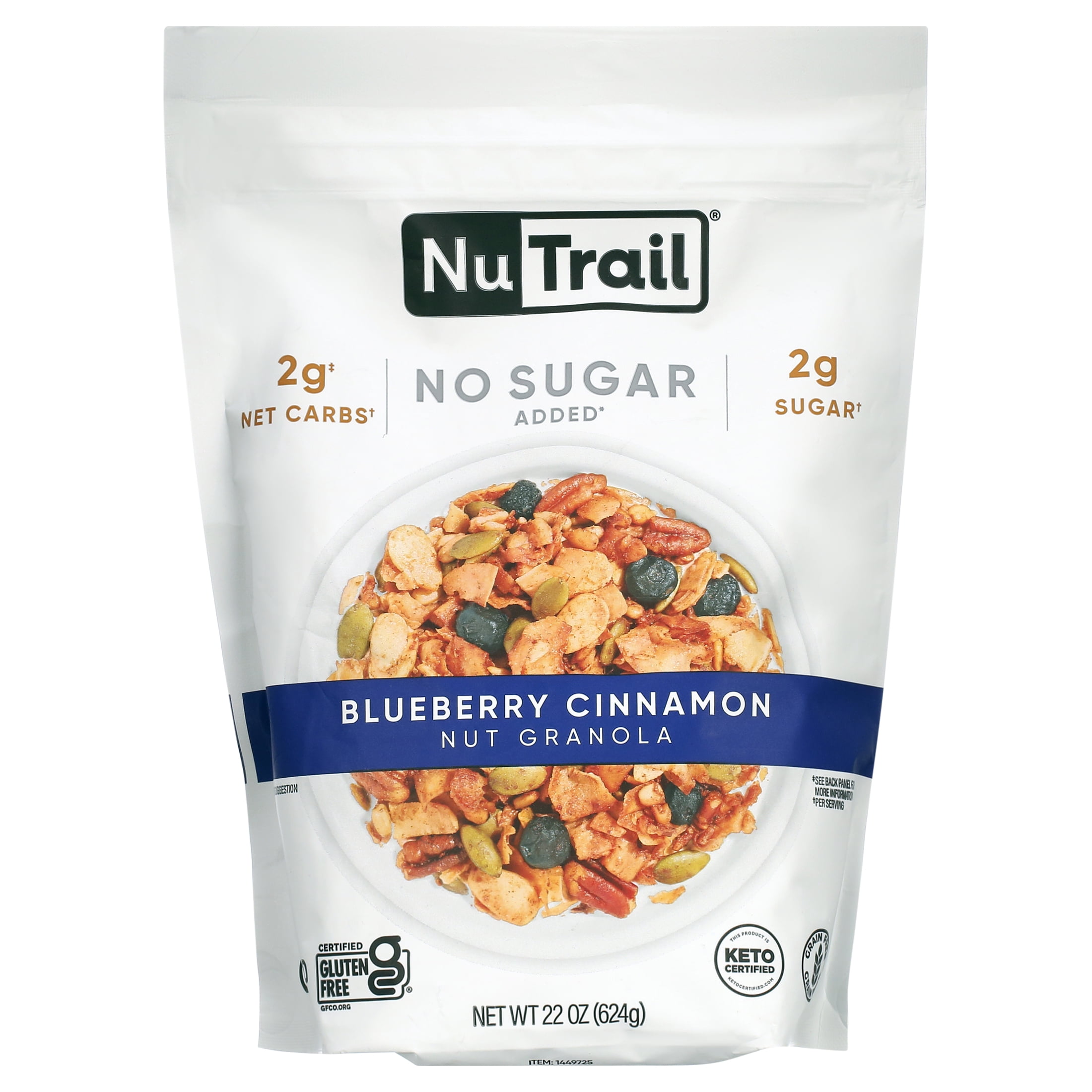 NuTrail Low Karb Keto Blueberry Cinnamon Nut Granola, 22 oz