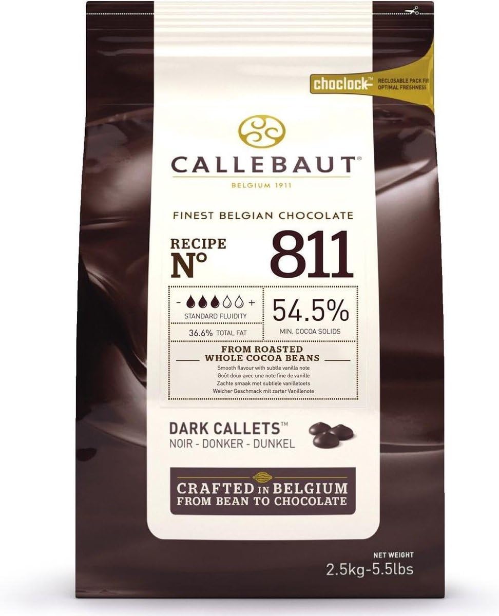 Callebaut Recipe 811 Belgian Dark Chocolate Couverture Callets 54.5%, 2.5 kg