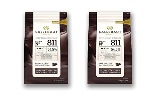 Callebaut Recipe 811 Belgian Dark Chocolate Couverture Callets 54.5%, 2-Pack (11 lb Total)