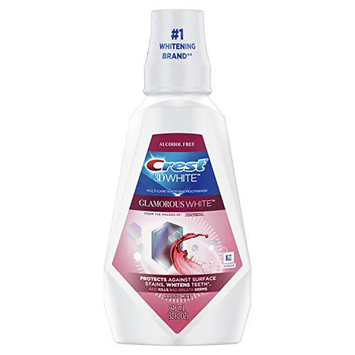 Crest 3D White Glamorous White Alcohol-Free Whitening Mouthwash, Arctic Mint, 32 fl oz