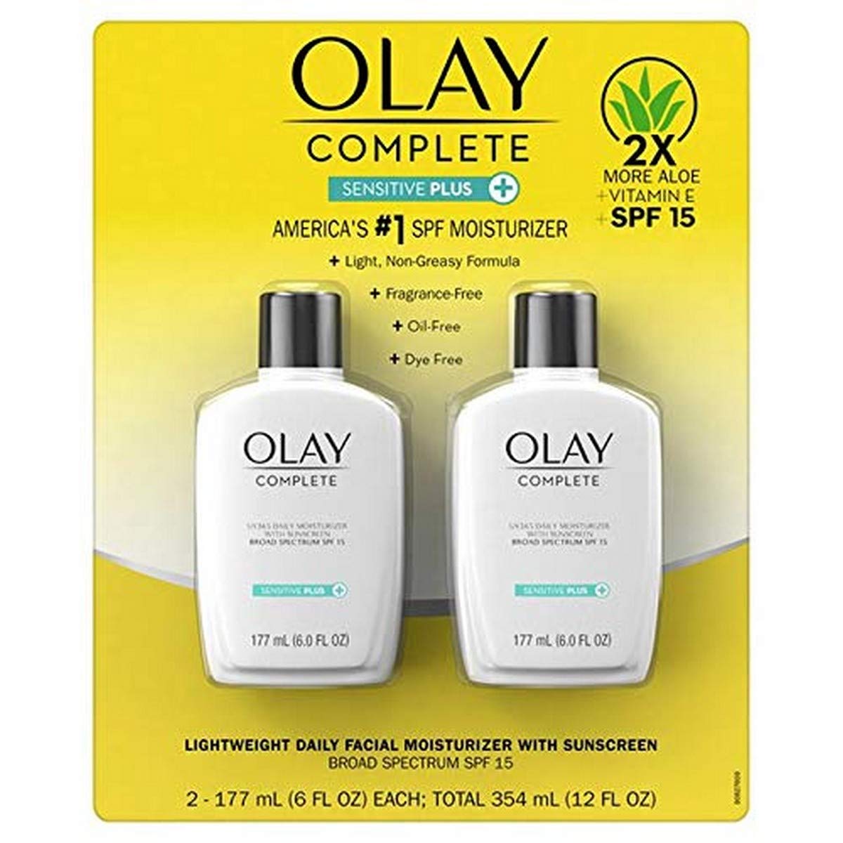 Olay Complete Sensitive Daily Moisturizer with SPF 15, 6 fl oz (2-Pack)