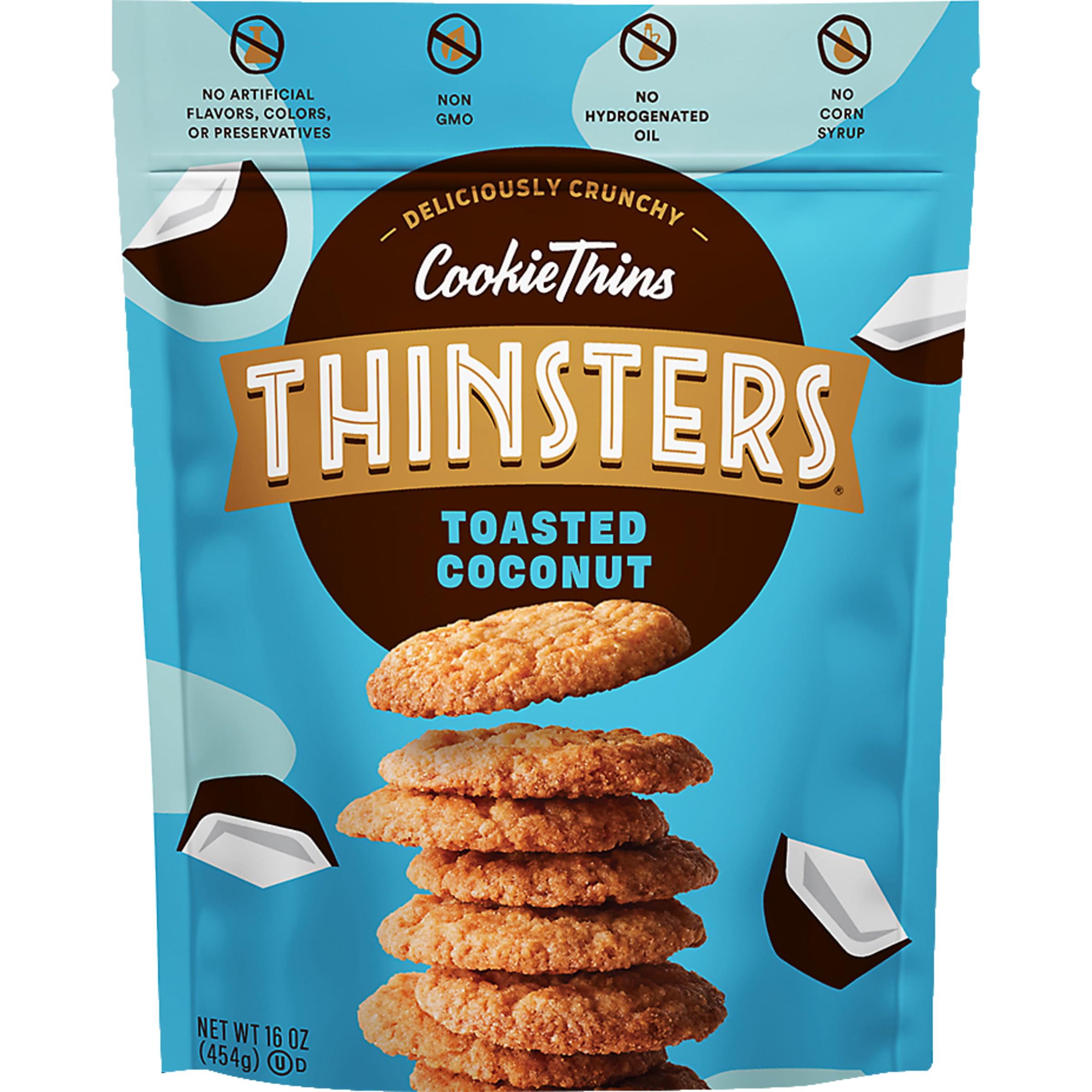 Thinsters Crunchy Thin Cookies, Toasted Coconut, 16 oz (Pack of 2)