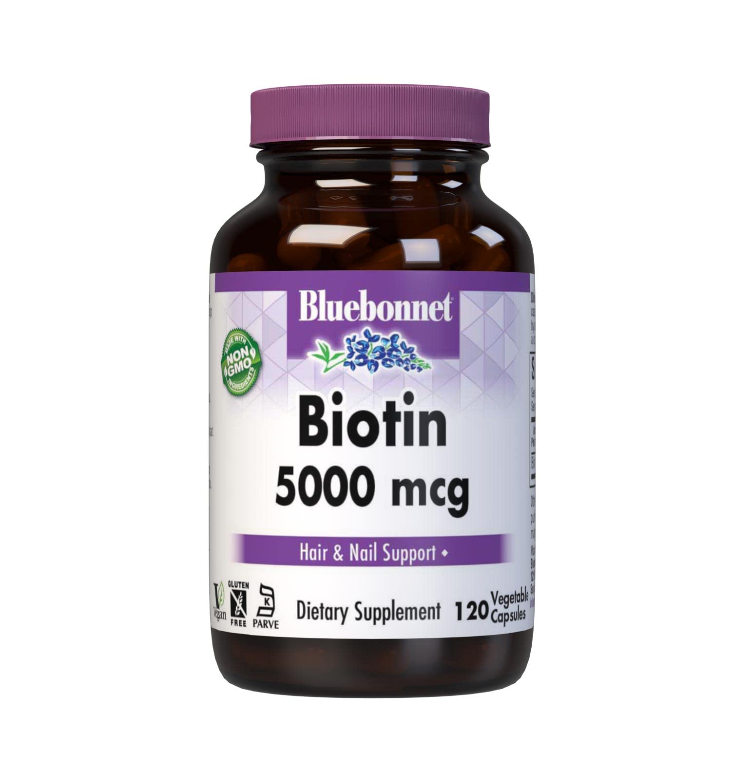 Bluebonnet Biotin 5000 mcg, 120 Vegetable Capsules