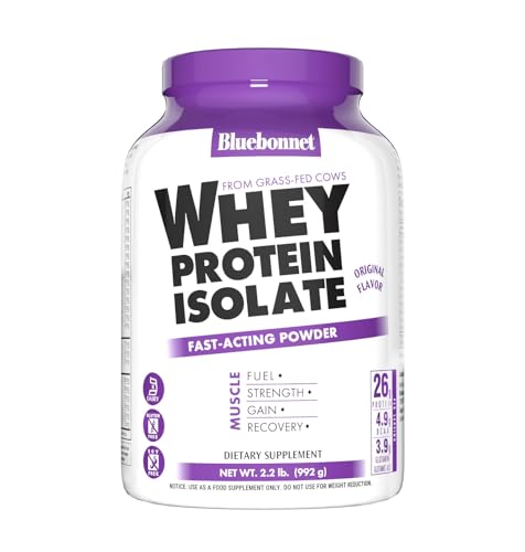 Bluebonnet Whey Protein Isolate, Original Unflavored, 2.2 lbs (32 Servings)