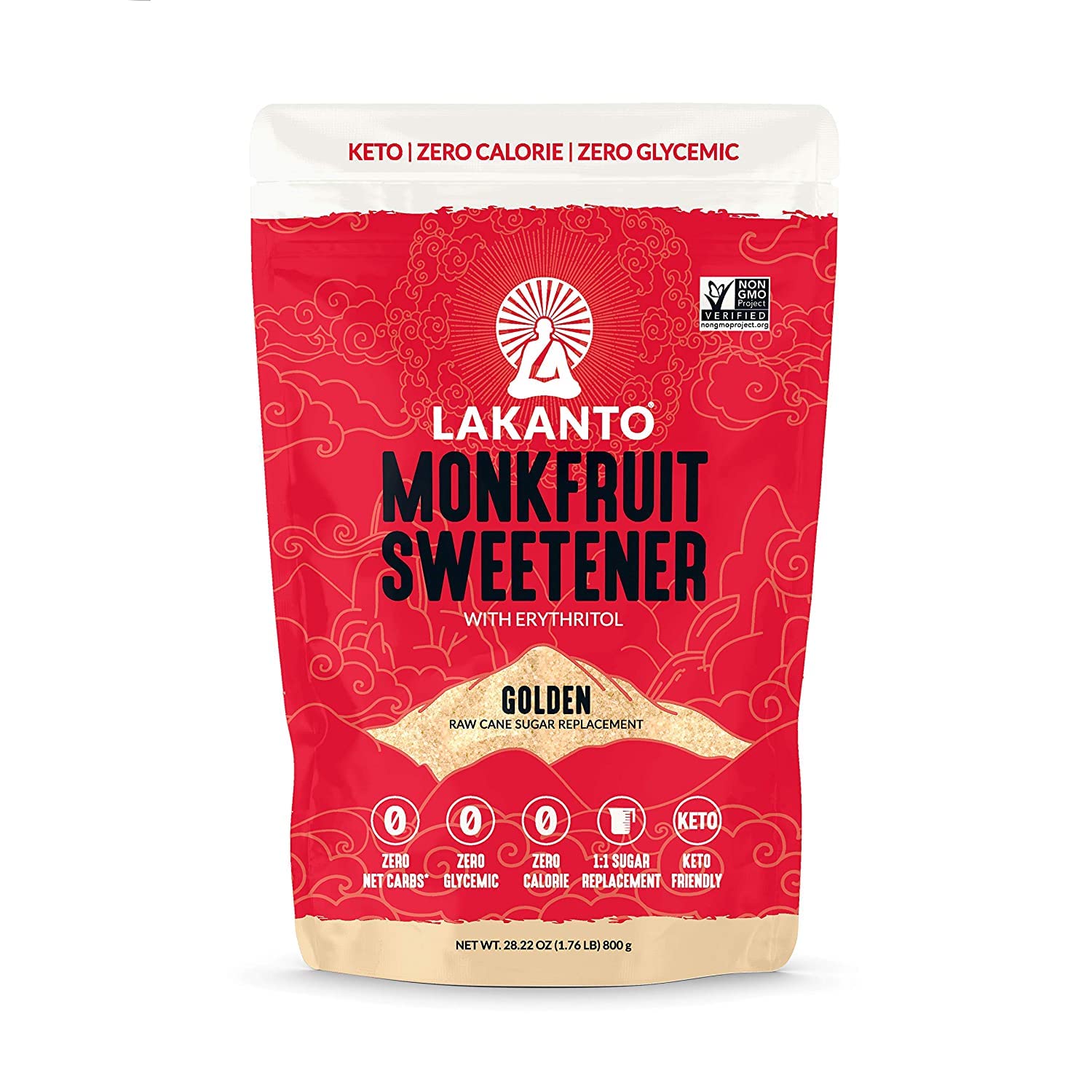 Lakanto Golden Monk Fruit Sweetener, 1-to-1 Sugar Substitute (28.22 oz)