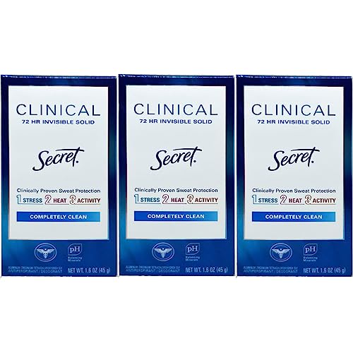 Secret Clinical Strength Invisible Solid Deodorant, 3-Pack (1.6 oz Each)