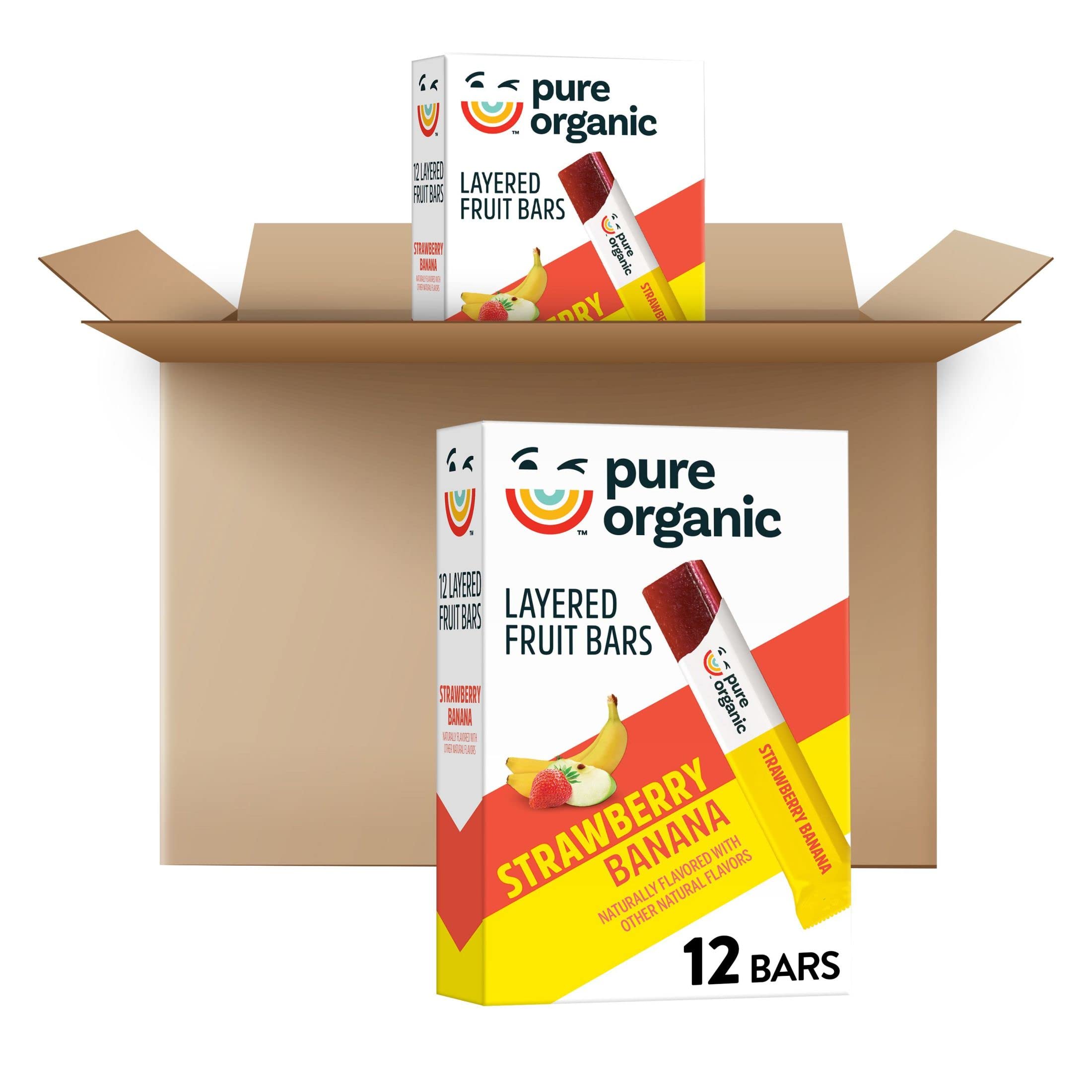 Pure Organic Layered Fruit Bars, Strawberry Banana (24 Count)