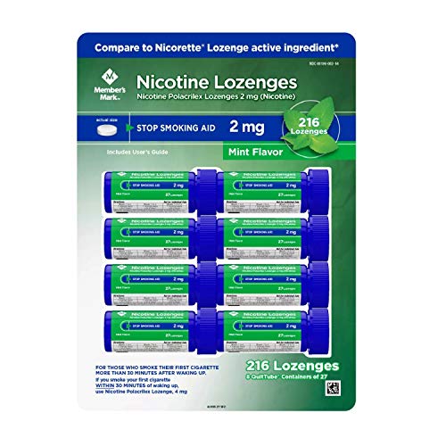 Member's Mark Nicotine Polacrilex Lozenges 2 mg, Stop Smoking Aid, Mint (27 ct, 8 Pack)