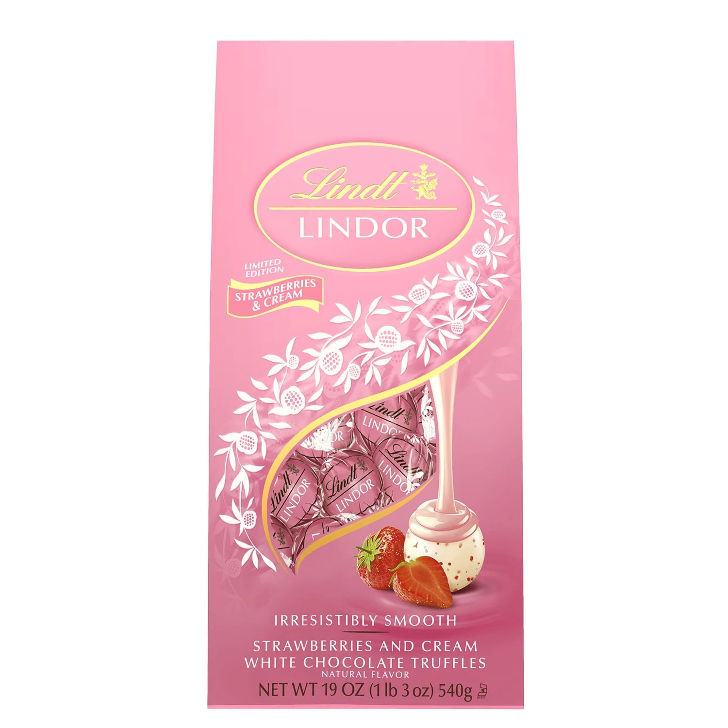 Lindt Strawberries & Cream White Chocolate Truffles, 19 oz