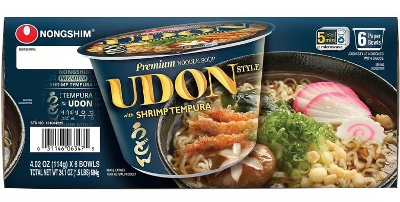 Nongshim Premium Udon Noodles with Shrimp Tempura, 6-Pack (684 g)