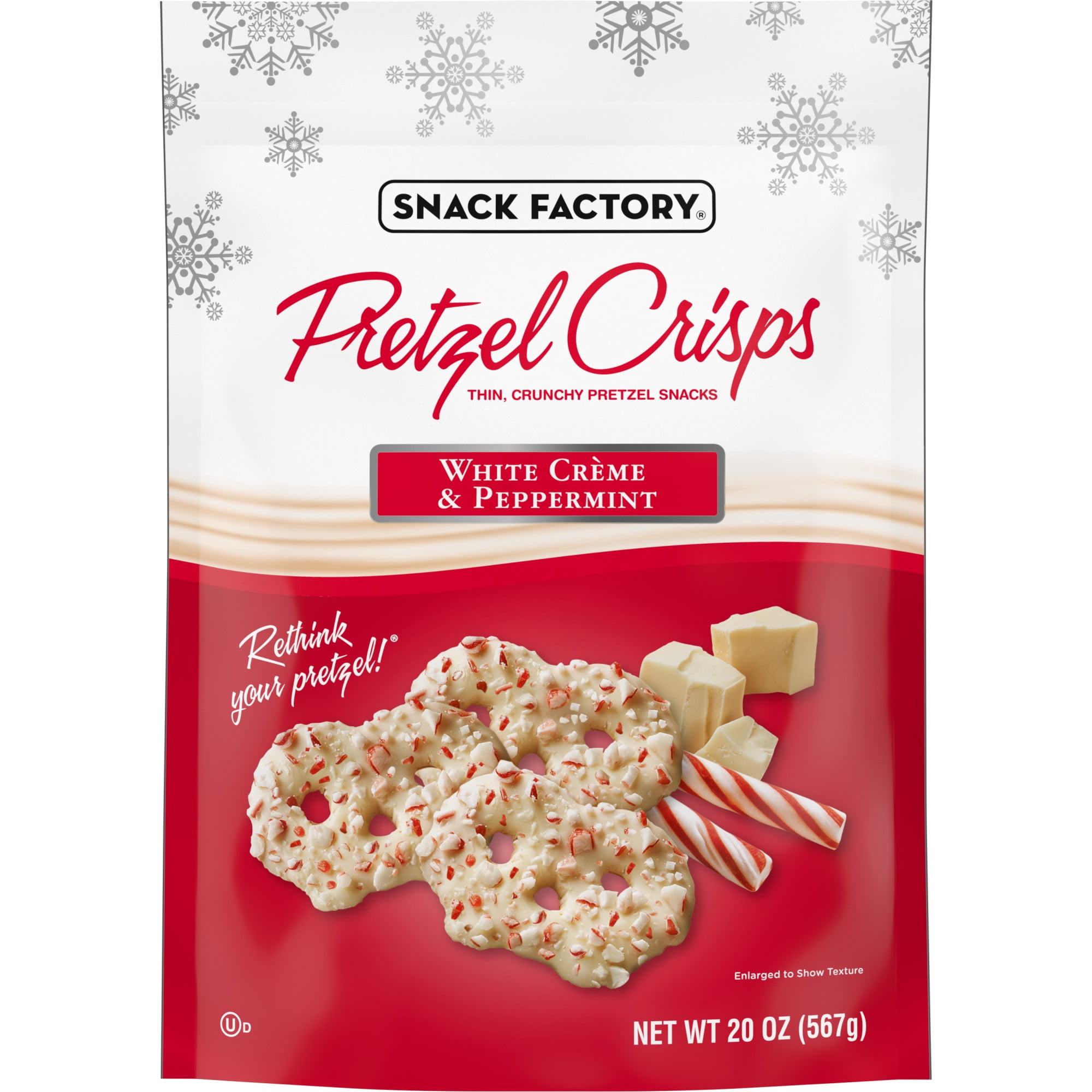Snack Factory White Chocolate & Peppermint Pretzel Crisps, 20 oz