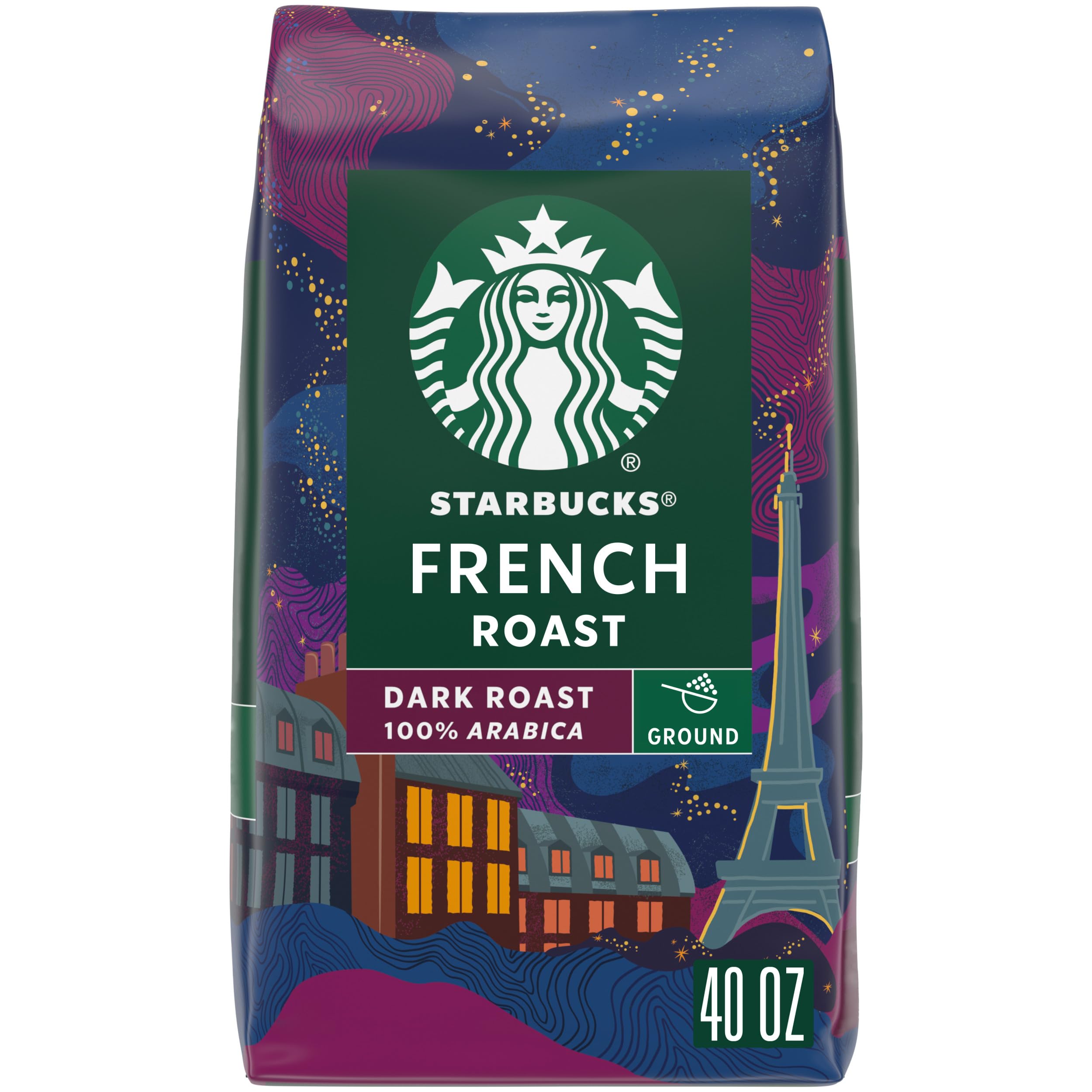 Starbucks French Roast Dark Roast Whole Bean Coffee, 40 oz