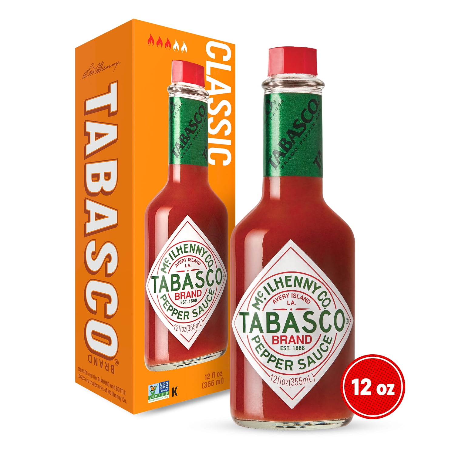 Tabasco Original Red Pepper Sauce, 12 oz Glass Bottle