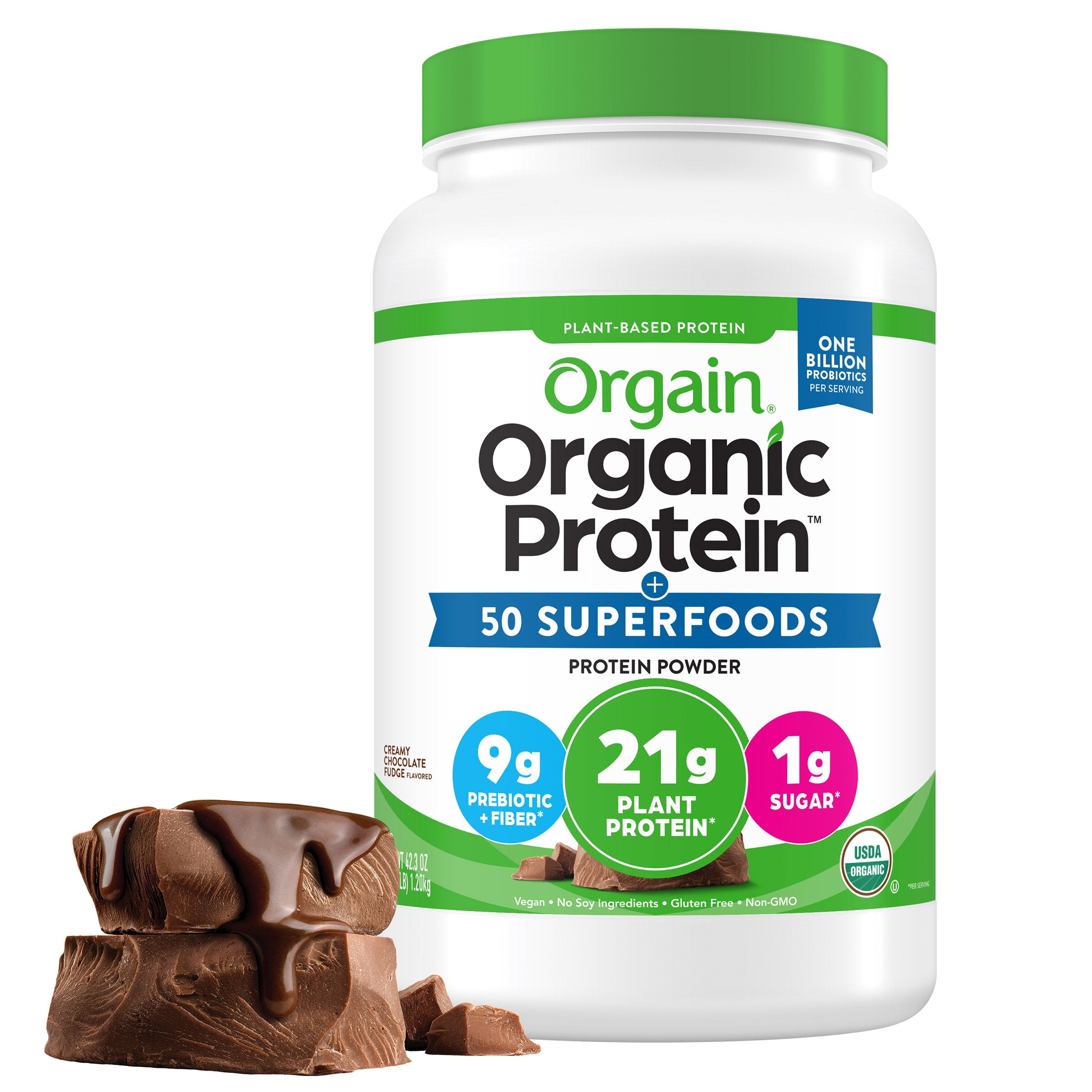 Orgain Organic Protein & Superfoods Plant-Based Powder, Creamy Chocolate Fudge (2.64 lbs)