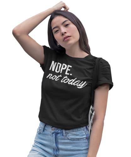 MISS POPULAR Women's Junior's Cute Funny Short Sleeve T-Shirt Nope Not Today - Picture 6 of 60