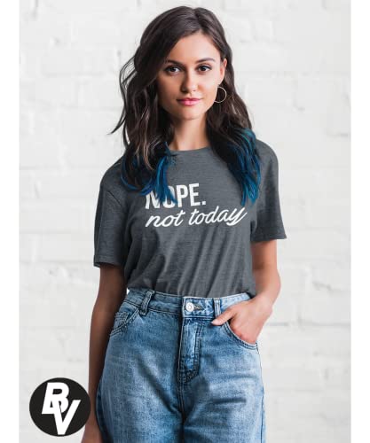 MISS POPULAR Women's Junior's Cute Funny Short Sleeve T-Shirt Nope Not Today - Picture 7 of 60