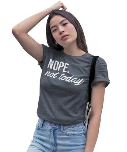 MISS POPULAR Women's Junior's Cute Funny Short Sleeve T-Shirt Nope Not Today - Picture 47 of 60