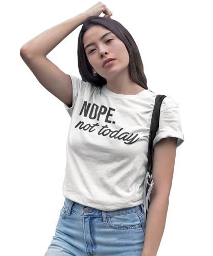 MISS POPULAR Women's Junior's Cute Funny Short Sleeve T-Shirt Nope Not Today - Picture 23 of 60