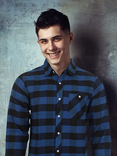 BROOKLYN VERTICAL Unisex Flannel Plaid Button Down Long Sleeve Shirt with Fro... - Picture 9 of 41