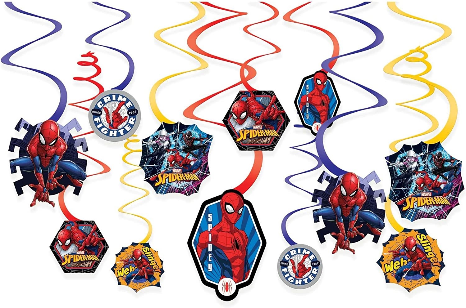 Blister 6 pezzi Amscan Festone pendente swirls Spiderman 