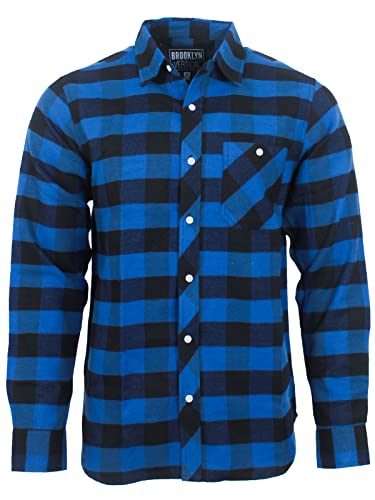 BROOKLYN VERTICAL Unisex Flannel Plaid Button Down Long Sleeve Shirt with Fro... - Picture 16 of 41
