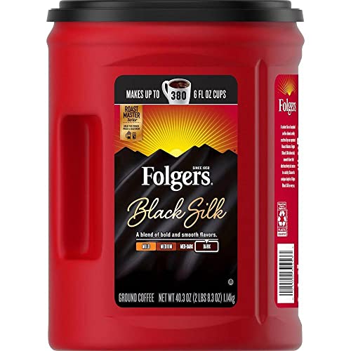 Folgers Black Silk Dark Roast Ground Coffee, 40.3 oz